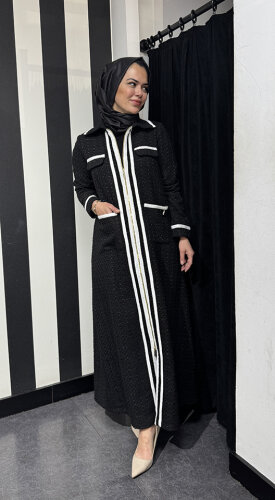 Miss Dalida Şerit Detaylı Tüvit Kap BLACK - MİSS DALİDA