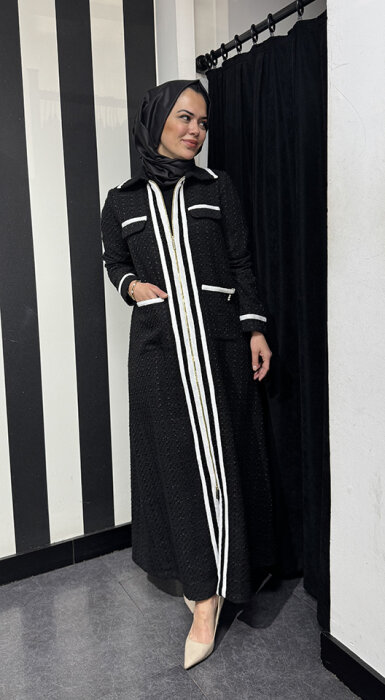 Miss Dalida Şerit Detaylı Tüvit Kap BLACK - 1