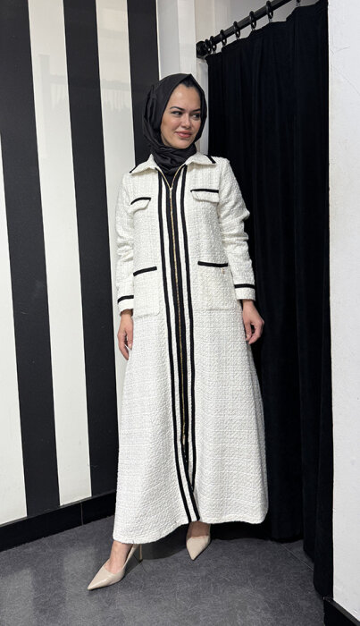 Miss Dalida Şerit Detaylı Tüvit Kap Fede/Ecru - 1