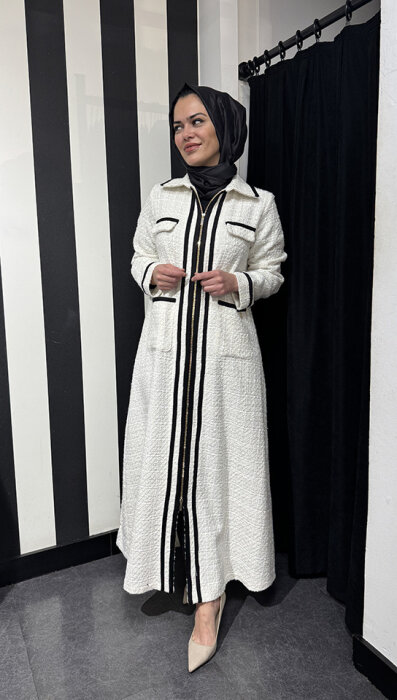 Miss Dalida Şerit Detaylı Tüvit Kap Fede/Ecru - 3