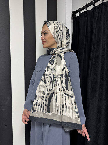 Miss Dalida Soyut İzlerden Oluşan Şal MİNK - 1