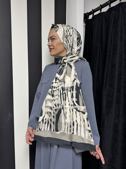 Miss Dalida Soyut İzlerden Oluşan Şal MİNK - 1