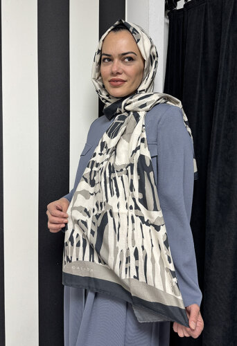 Miss Dalida Soyut İzlerden Oluşan Şal MİNK - 2
