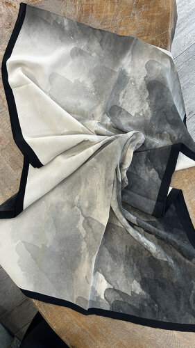 Miss Dalida Sulu Boya Desenli Şal BLACK - 2