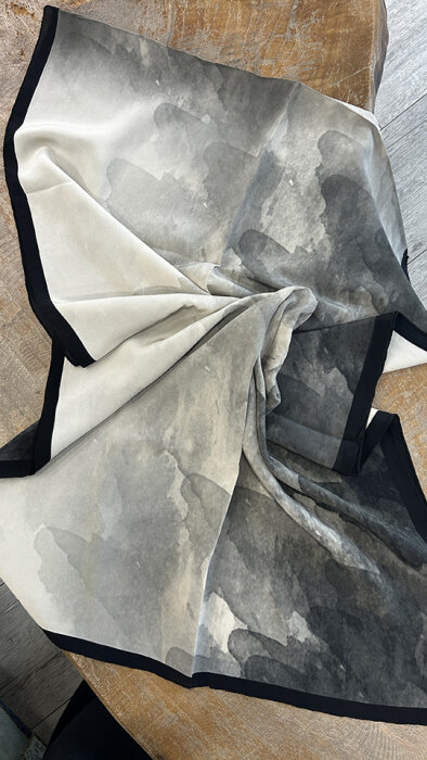 Miss Dalida Sulu Boya Desenli Şal BLACK - 2