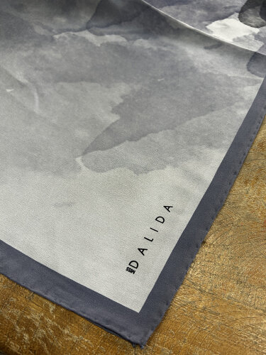 Miss Dalida Sulu Boya Desenli Şal Navy Blue - 5