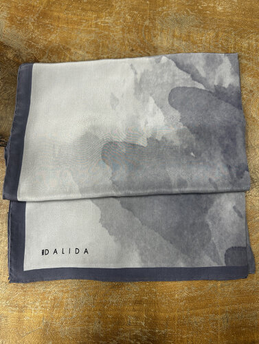 Miss Dalida Sulu Boya Desenli Şal Navy Blue - 6