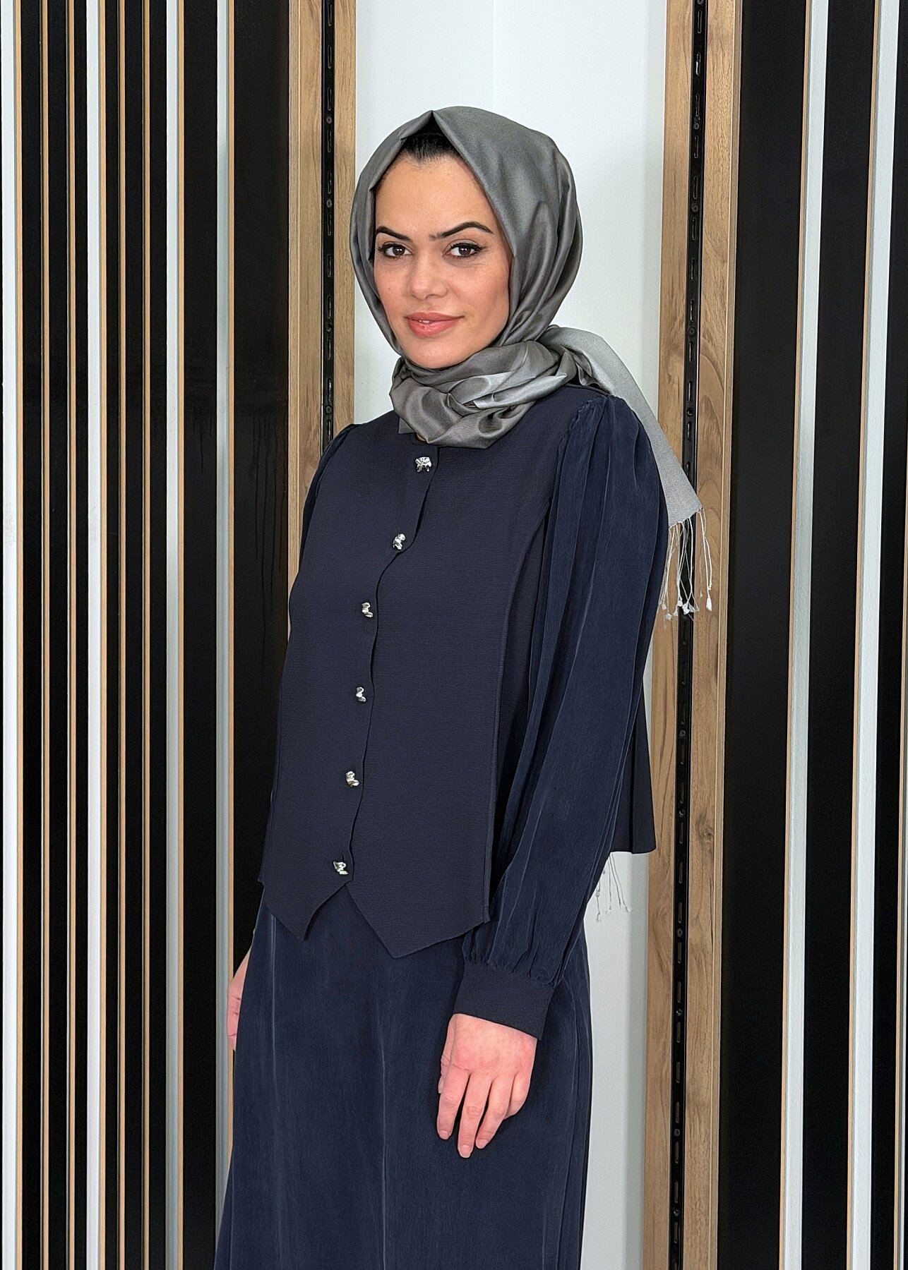 Miss Dalida Temiz Kesim Şık Ceket Dark Navy - 2