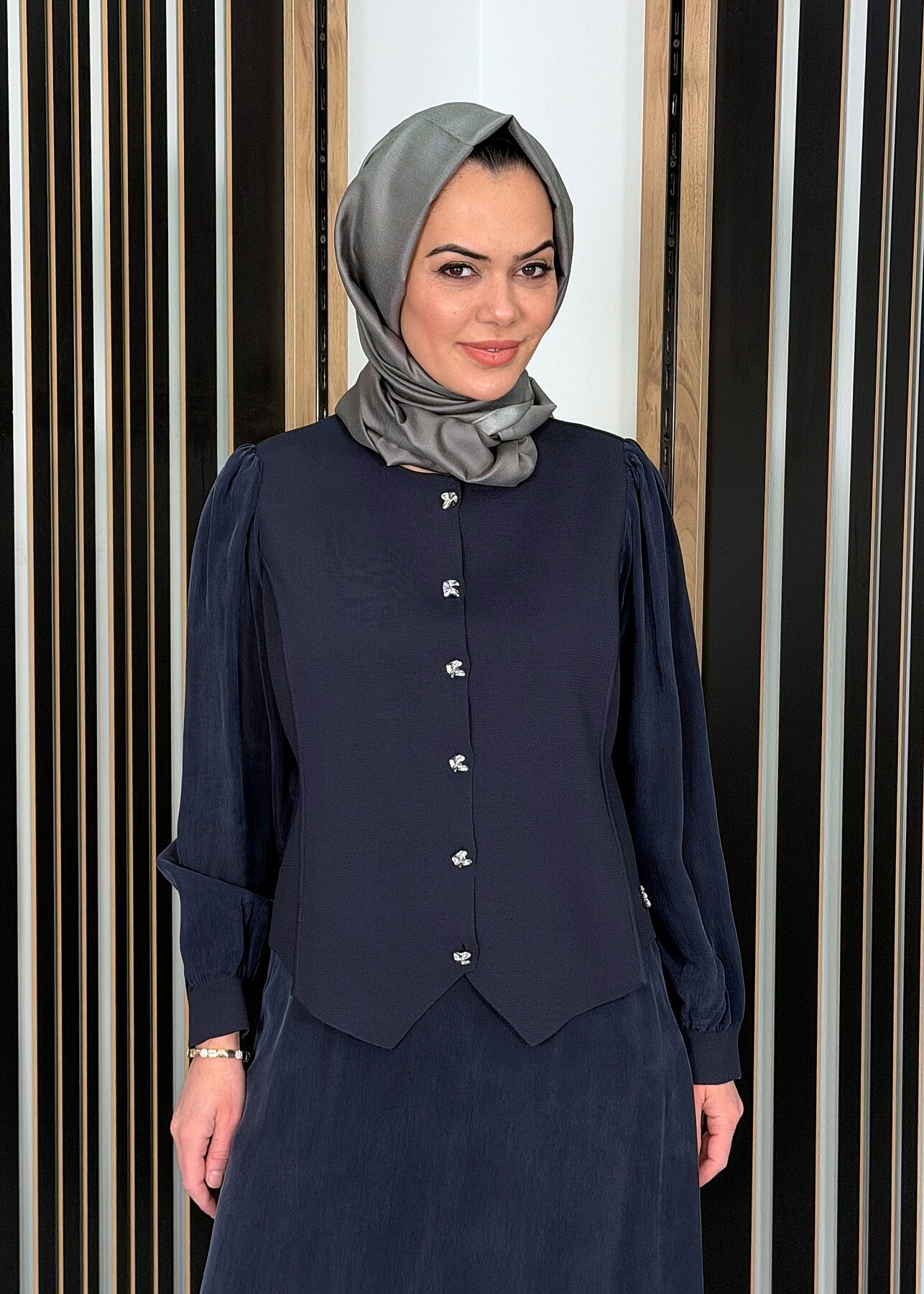 Miss Dalida Temiz Kesim Şık Ceket Dark Navy - 1