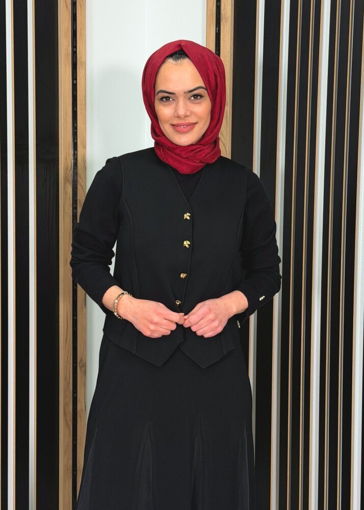 Miss Dalida Temiz Kesim Triko Yelek BLACK