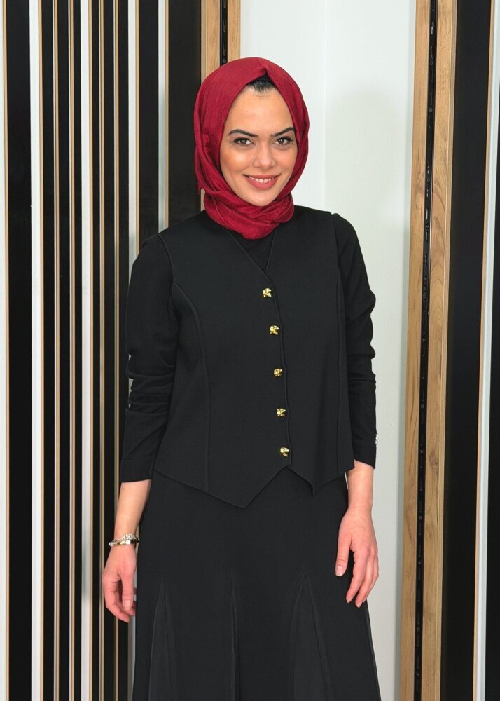 Miss Dalida Temiz Kesim Triko Yelek BLACK - 2