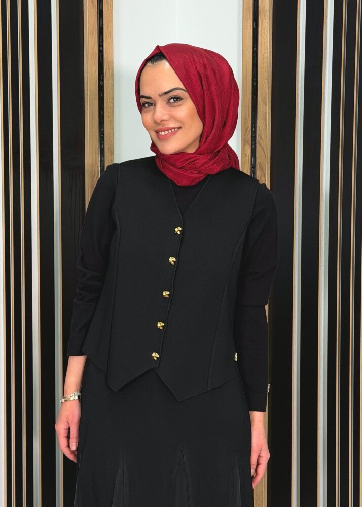 Miss Dalida Temiz Kesim Triko Yelek BLACK - 3