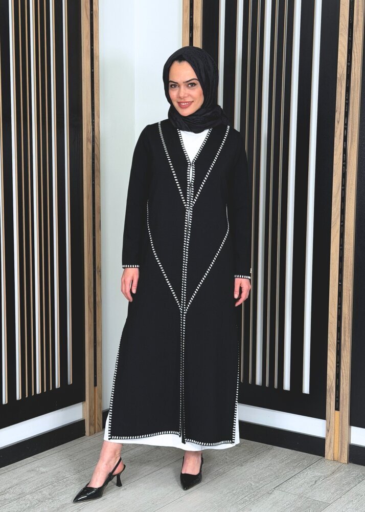 Miss Dalida Tiktak Detaylı Düz Renk Triko Hırka BLACK