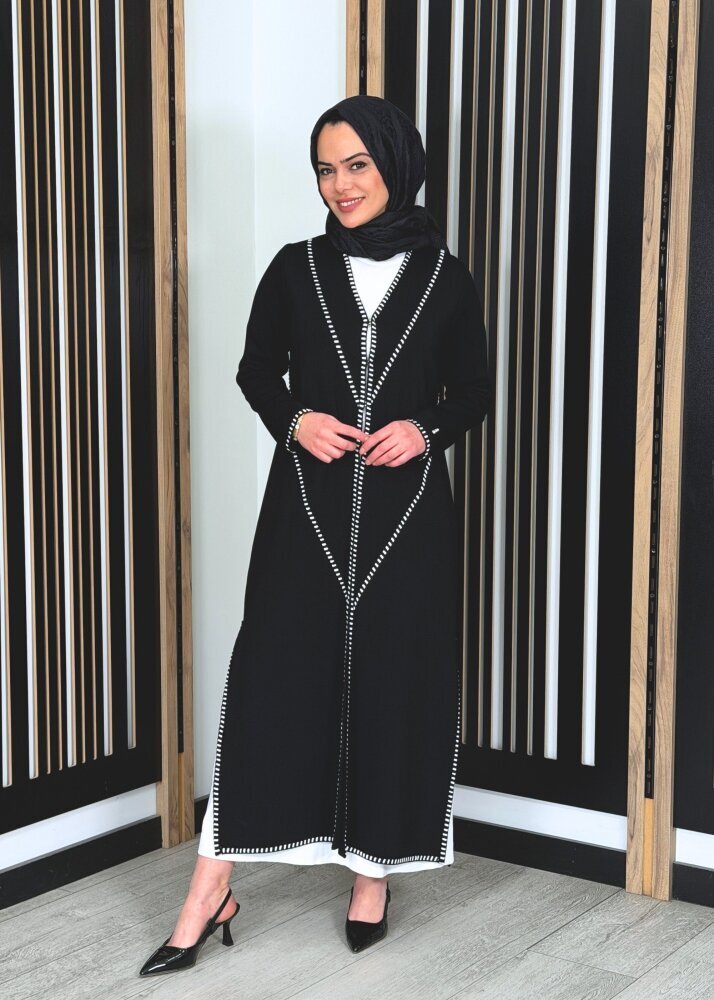 Miss Dalida Tiktak Detaylı Düz Renk Triko Hırka BLACK - 2