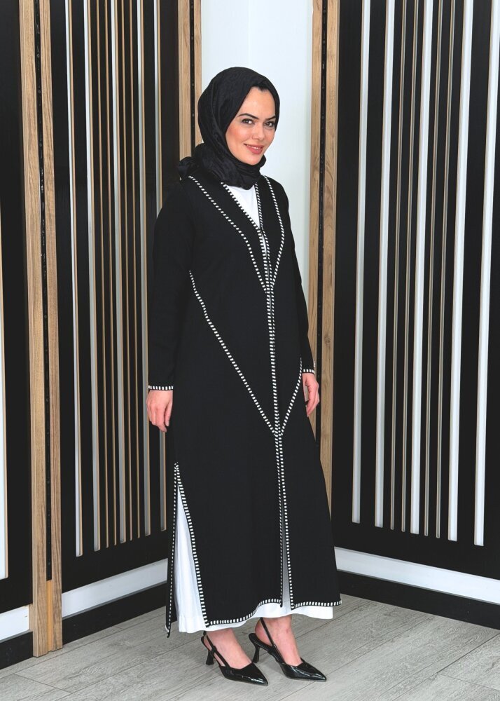 Miss Dalida Tiktak Detaylı Düz Renk Triko Hırka BLACK - 3