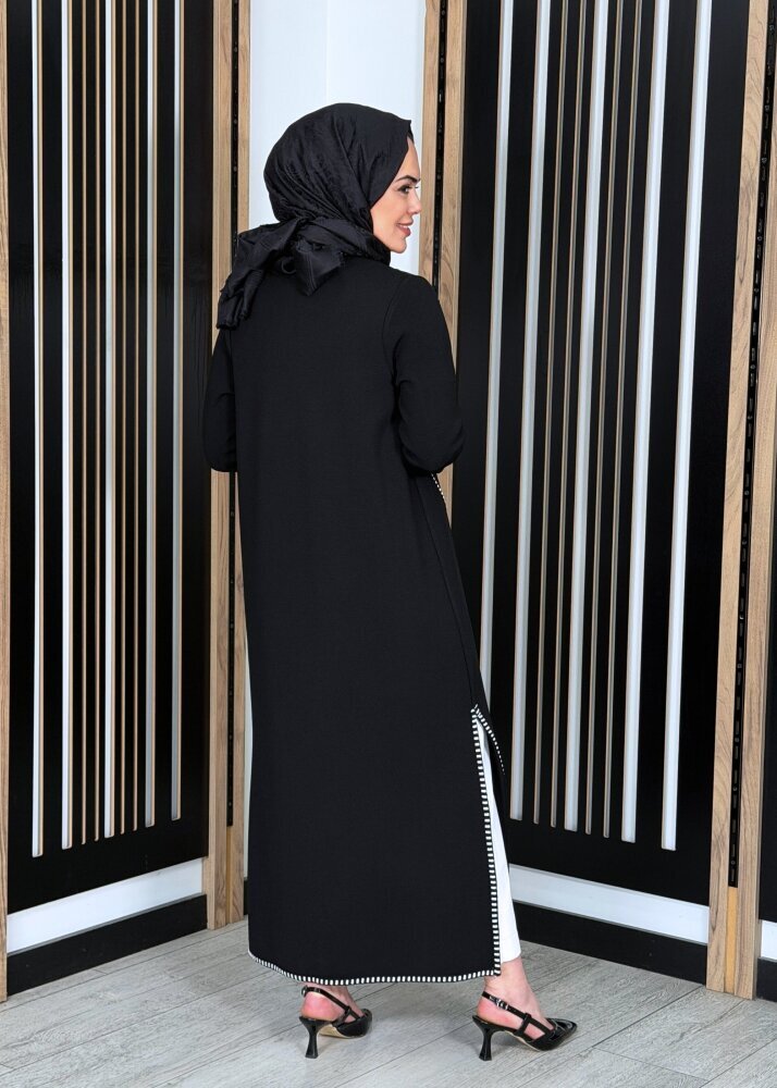 Miss Dalida Tiktak Detaylı Düz Renk Triko Hırka BLACK - 4