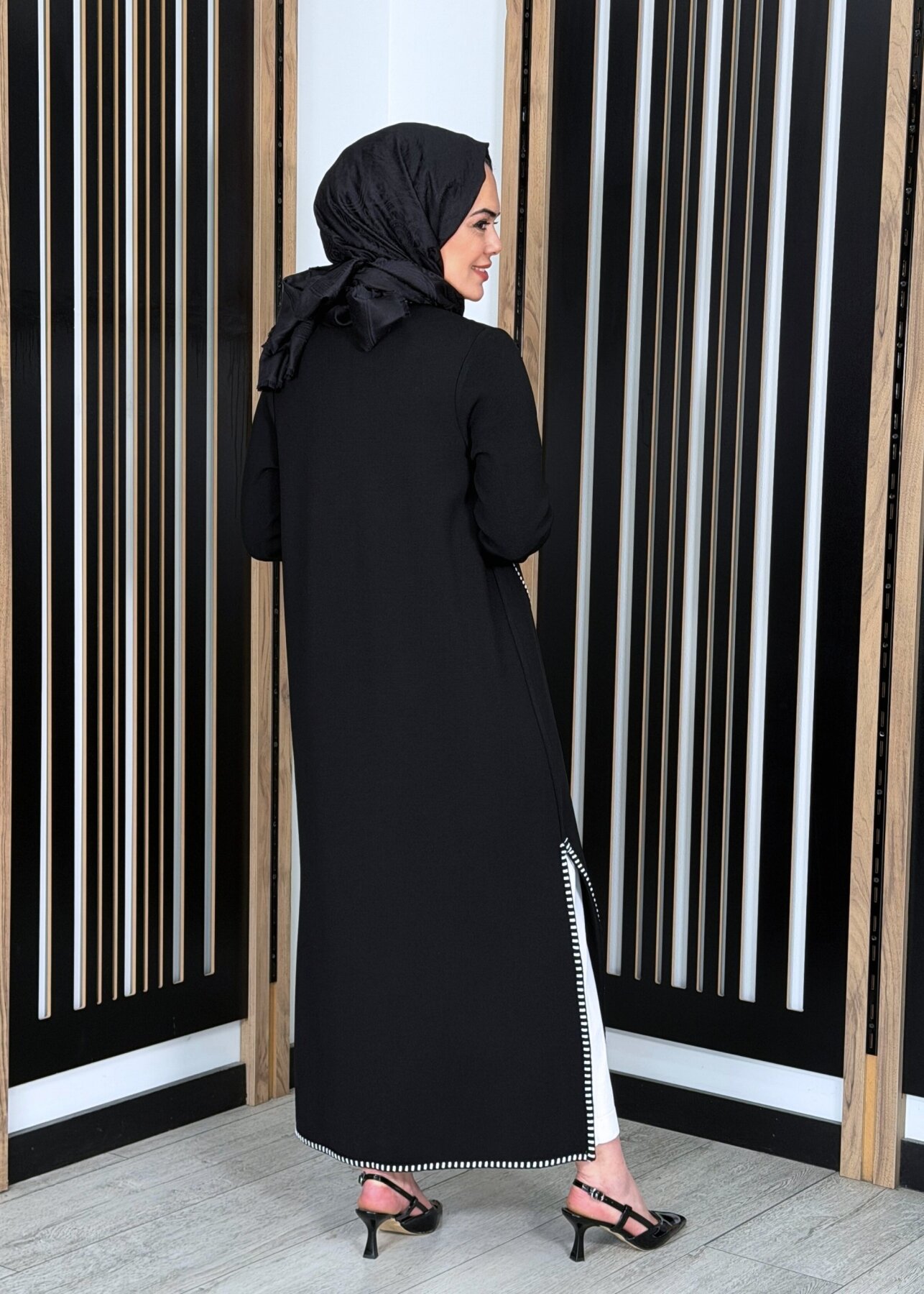 Miss Dalida Tiktak Detaylı Düz Renk Triko Hırka BLACK - 4