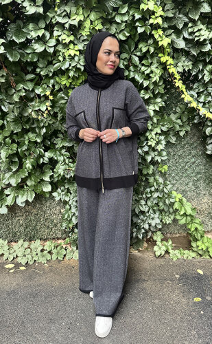 Miss Dalida Touch Me Doku Desenli Bol Paça Pantolon BLACK - 3