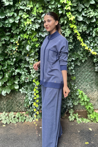 Miss Dalida Touch Me Doku Desenli Bol Paça Pantolon İNDİGO - 4