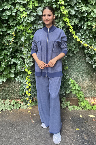 Miss Dalida Touch Me Doku Desenli Bol Paça Pantolon İNDİGO - MİSS DALİDA