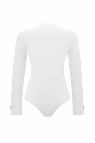 Miss Dalida Touch Me Yuvarlak Yaka Badysuit EKRU - 2