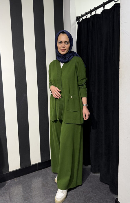 Miss Dalida Touche Me Bol Paça Triko Pantolon GREEN - 1