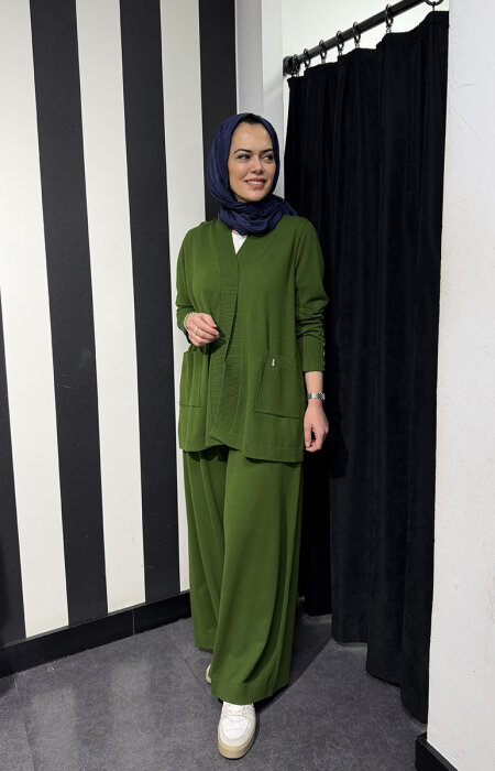 Miss Dalida Touche Me Bol Paça Triko Pantolon GREEN - 2