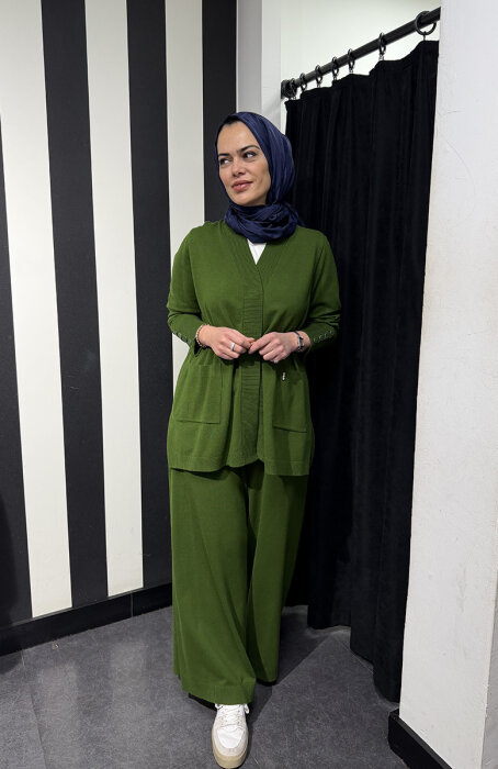 Miss Dalida Touche Me Bol Paça Triko Pantolon GREEN - 4