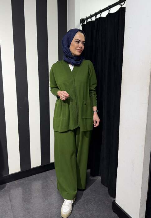 Miss Dalida Touche Me Bol Paça Triko Pantolon GREEN - 5