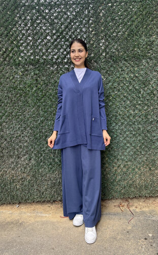 Miss Dalida Touche Me Bol Paça Triko Pantolon İNDİGO 