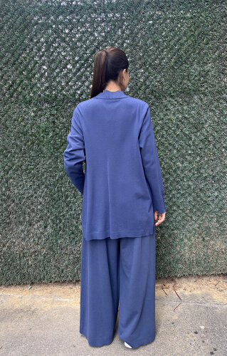 Miss Dalida Touche Me Bol Paça Triko Pantolon İNDİGO - 4