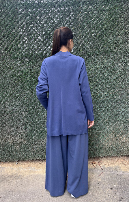 Miss Dalida Touche Me Bol Paça Triko Pantolon İNDİGO - 4