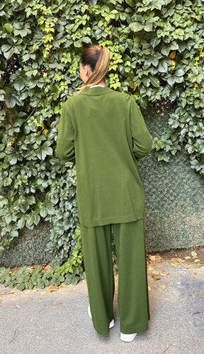 Miss Dalida Touche Me Düz Renk Triko Hırka GREEN - 4