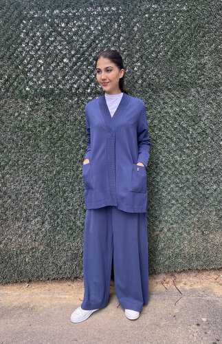 Miss Dalida Touche Me Düz Renk Triko Hırka İNDİGO (1)