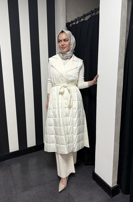 Miss Dalida Triko Astarlı İnce Yelek EKRU - 1