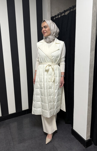 Miss Dalida Triko Astarlı İnce Yelek EKRU - 2