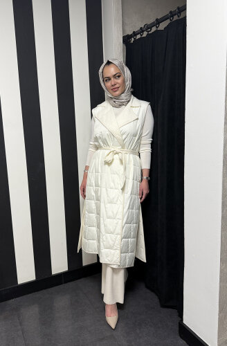 Miss Dalida Triko Astarlı İnce Yelek EKRU - 3