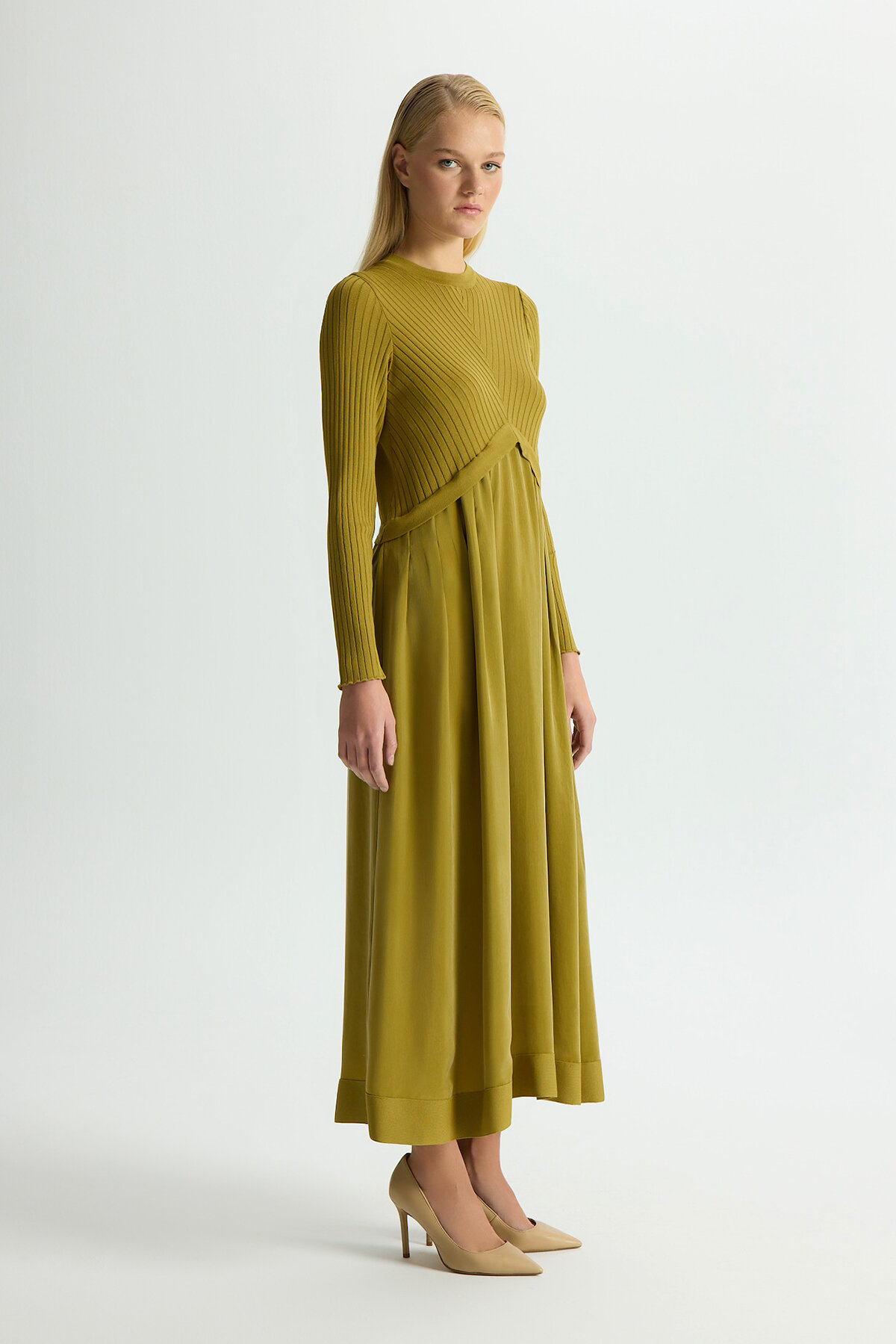 Miss Dalida Triko Cupro Elbise Amber - 2