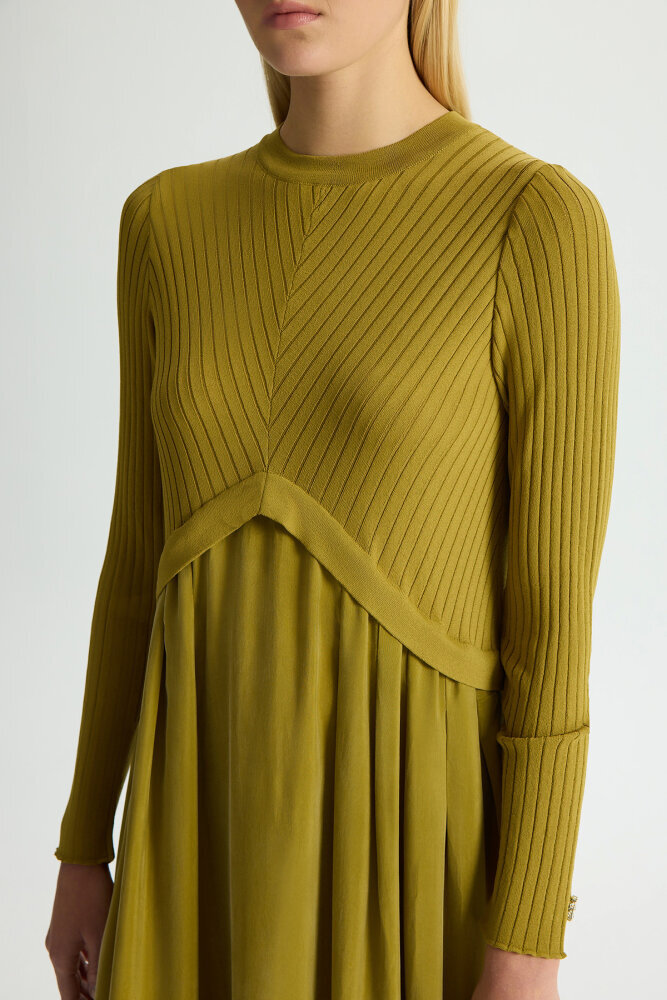 Miss Dalida Triko Cupro Elbise Amber - 3