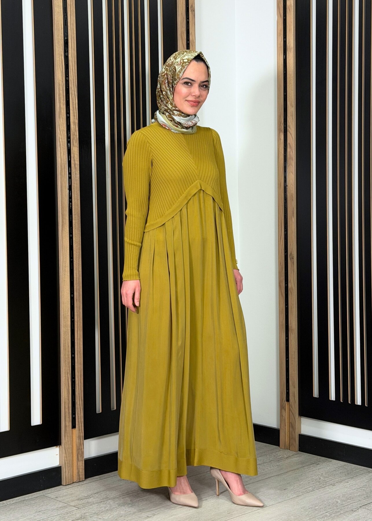 Miss Dalida Triko Cupro Elbise Amber - 1