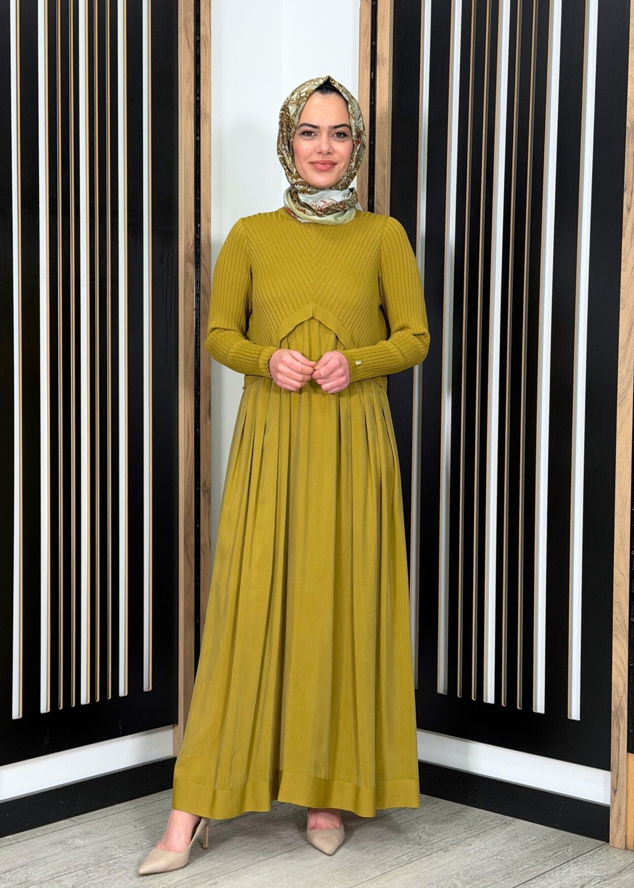 Miss Dalida Triko Cupro Elbise Amber - 2