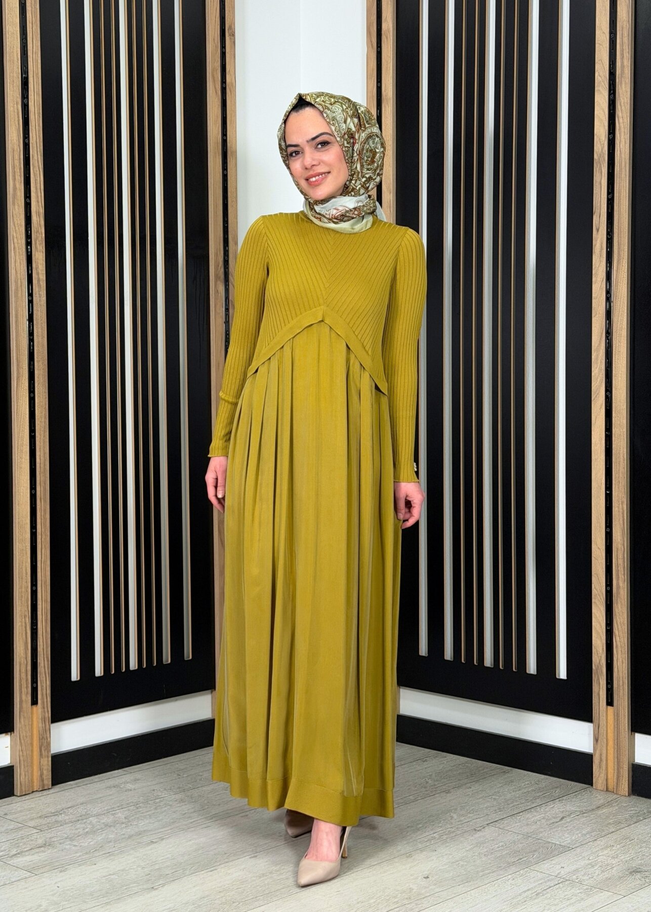 Miss Dalida Triko Cupro Elbise Amber - 3