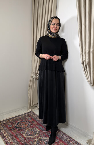 Miss Dalida Triko Cupro Elbise BLACK 