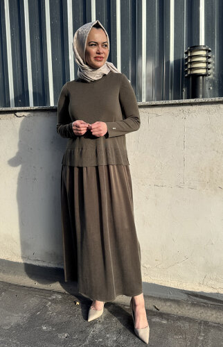 Miss Dalida Triko Cupro Elbise DARDO-TAUPE - MİSS DALİDA