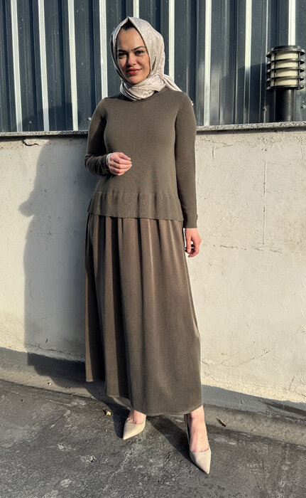 Miss Dalida Triko Cupro Elbise DARDO-TAUPE - 2