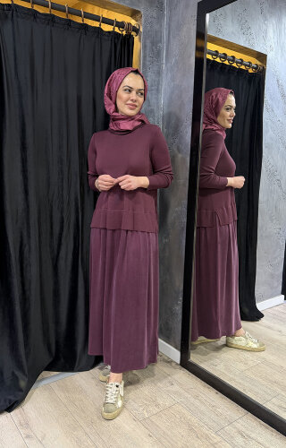 Miss Dalida Triko Cupro Elbise TOGA-BORDO - 2