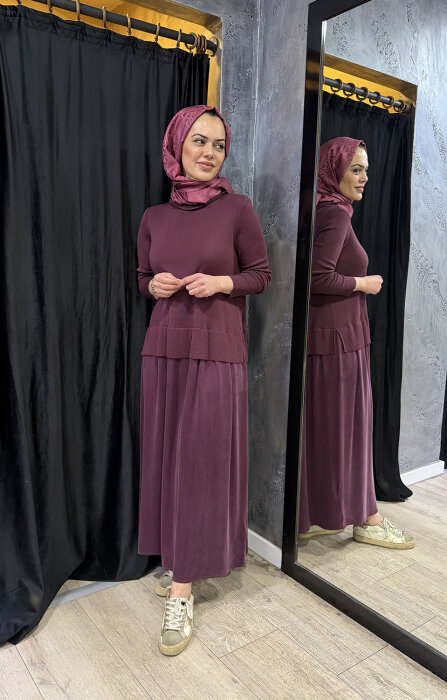 Miss Dalida Triko Cupro Elbise TOGA-BORDO - 2