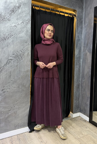 Miss Dalida Triko Cupro Elbise TOGA-BORDO - 3