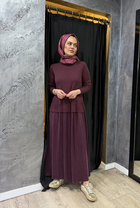 Miss Dalida Triko Cupro Elbise TOGA-BORDO - 3