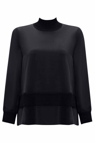 Miss Dalida Triko Detaylı Cupra Kısa Tunik BLACK 